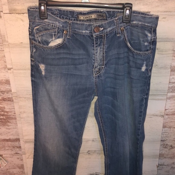BKE MENS CARTER Jeans BKE Denim size 33S cowboy jeans distressed look short - Picture 5 of 7